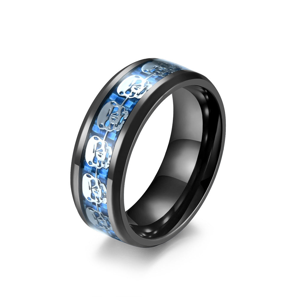 Carbon Fiber Skull Ring For Men Unisex Trendy Jewelry Titanium Steel Band With Geometric Shape And Bold Style XL