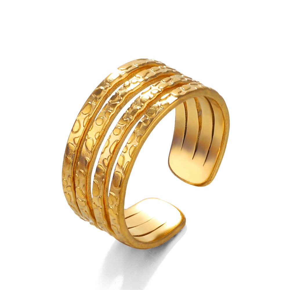 Womens Stainless Steel Ring Electroplated Gold Wire Ring