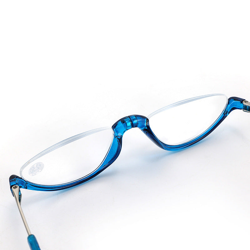 Folding Half Frame Reading Glasses With Magnetic Neck Closure Lightweight PC Frame TAC Lenses Foldable Pockets