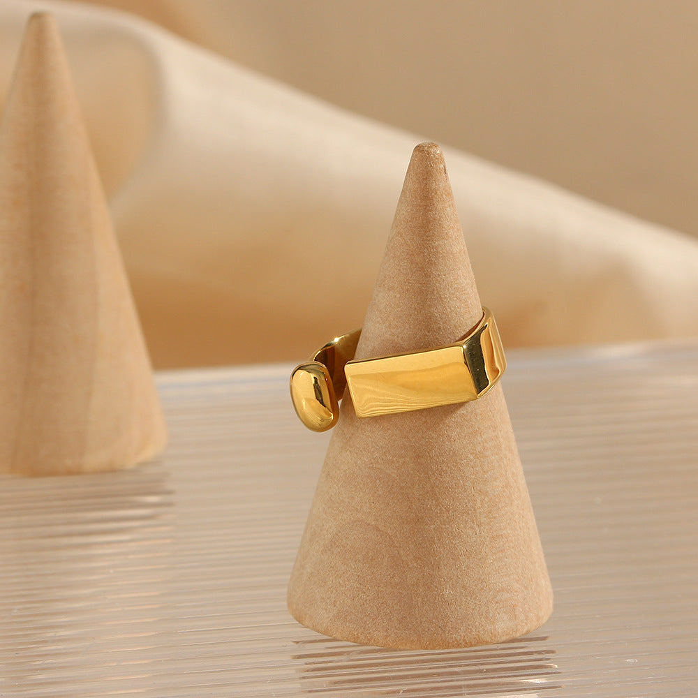 Womens Geometric Bar Opening Ring Electroplated Stainless Steel Ring Fashion OL Ring Womens Ring Gold Ring Jewelry Gift for Her