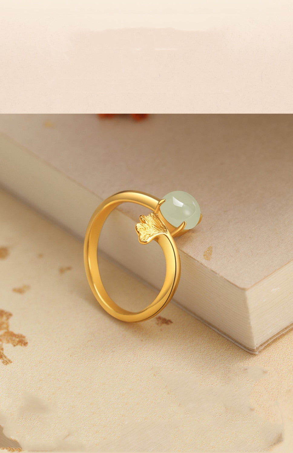 Adjustable S925 Silver Ring With Ginkgo Leaf Design Electroplated Finish 2mm Band For Women Jewelry For Daily Wear