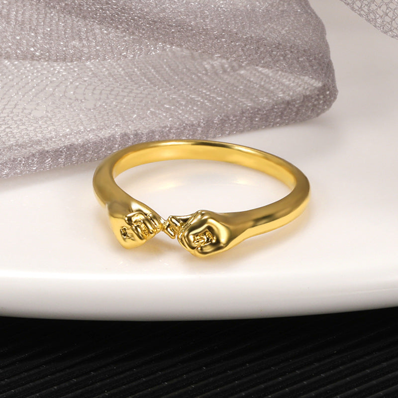 Copper Open Ring Hand Design Gilded Fashion Jewelry For Women And Men Elegant Durable Hypoallergenic Accessory Quality