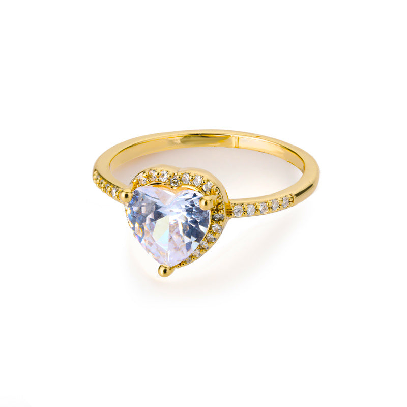 Large Zircon Heart Ring For Women Wedding Gift Elegant Jewelry Perfect For Anniversary Daily Wear Elegant Glow
