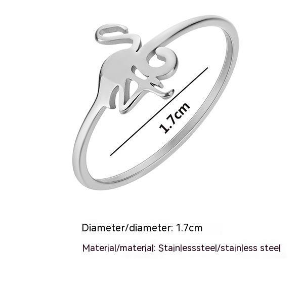 Flamingo Ring Stainless Steel Electroplated Gold Tone Bird Design Elegant Statement Jewelry Fashion Accessory For Women