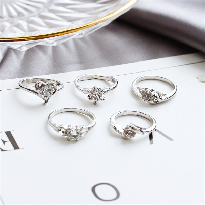 Womens Star Ring Set Alloy With Rhinestones Star Shaped Ring Fashion Jewelry Gift For Her Elegant Ring Set Jewelry
