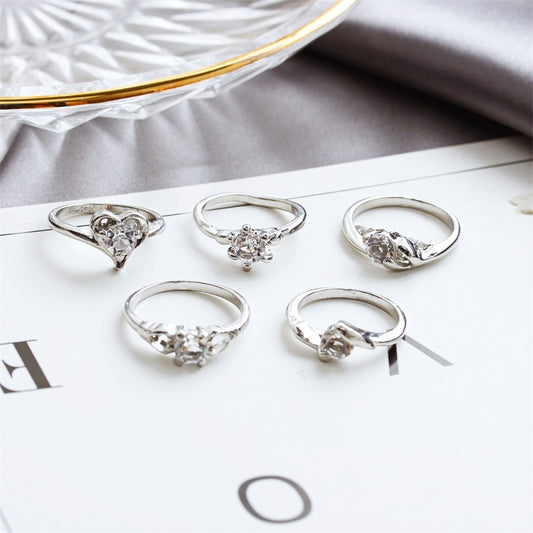 Womens Star Ring Set Alloy With Rhinestones Star Shaped Ring Fashion Jewelry Gift For Her Elegant Ring Set Jewelry