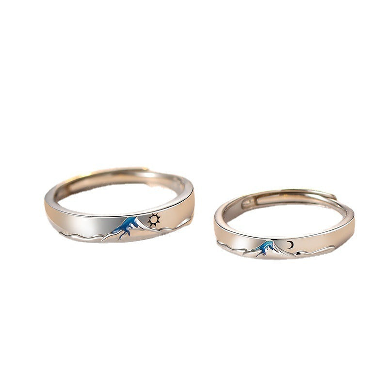 Couple Copper Rings Set Adjustable Geometric Promise Rings