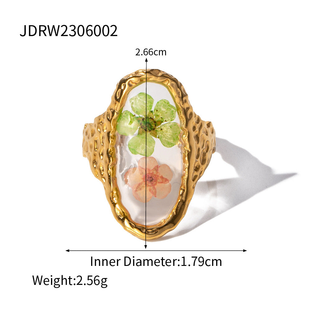 Stainless Steel Open Ring From Eternal Flower Series With Geometric Round Flower Elements For Women Open Rings