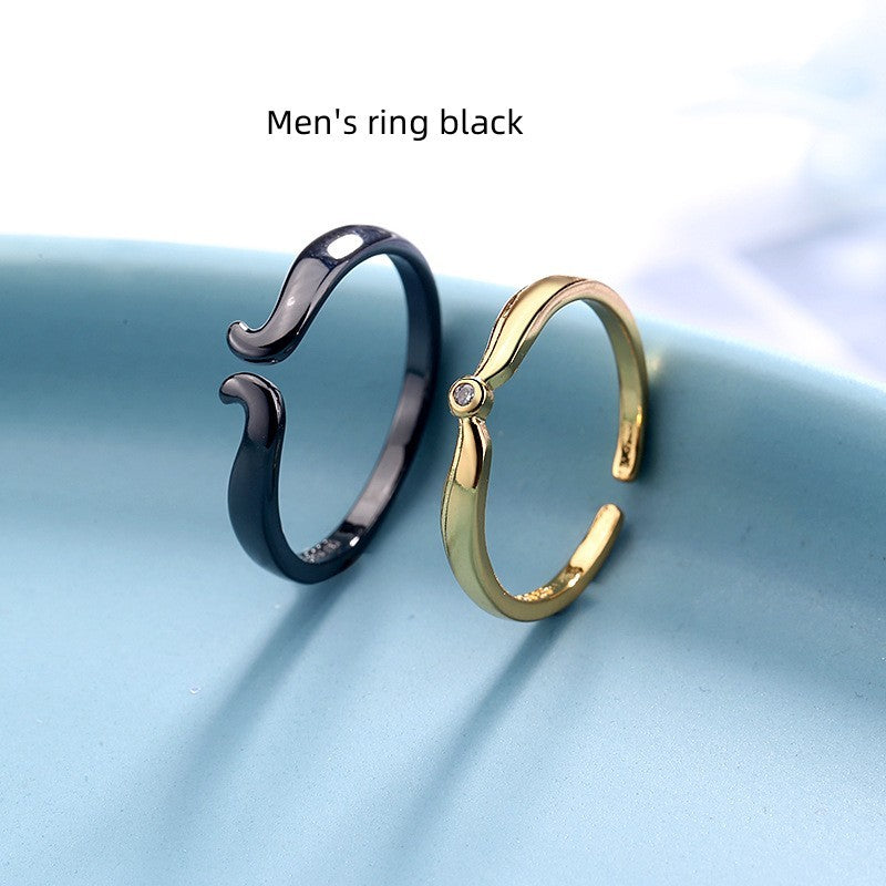 Couple Wings Rings Adjustable Metal For Him And Her Black And White Design Perfect Gift For Couples Gift Ideas