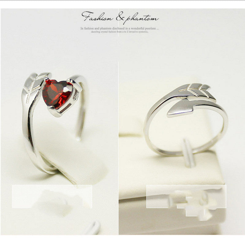 925 Sterling Silver Couple Rings Cupid Arrow Design Matching Bands Adjustable Opening Unisex For Heart Jewelry