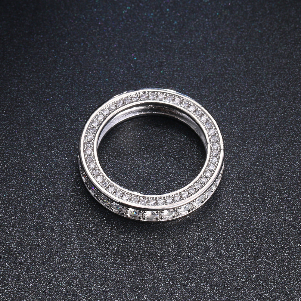 18K Gold Plated Zircon Ring For Women Full Circle Copper Band Durable Elegant Fashion Jewelry Gift For Her Always