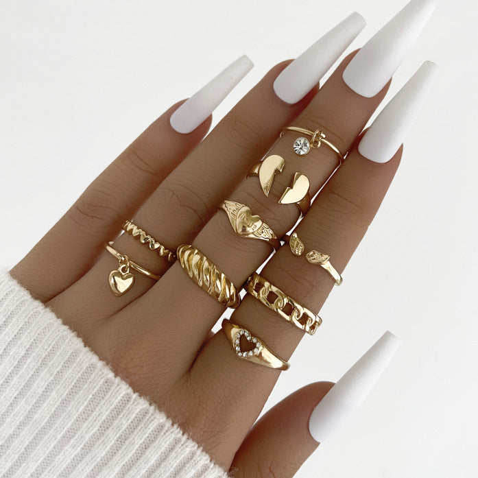 Unisex Animal Rings Sets Silver Tone Alloy Zodiac Rings Electroplated Snake Exaggerated Design Fashion Jewelry