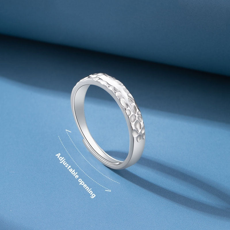 Couple Adjustable Open Rings For Lovers Geometric Copper Rings With Textured Design Epoxy Jewelry Fashion Ring