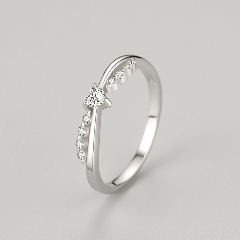 Sterling Silver Ring Cross Heart Gemstone Inlay Design