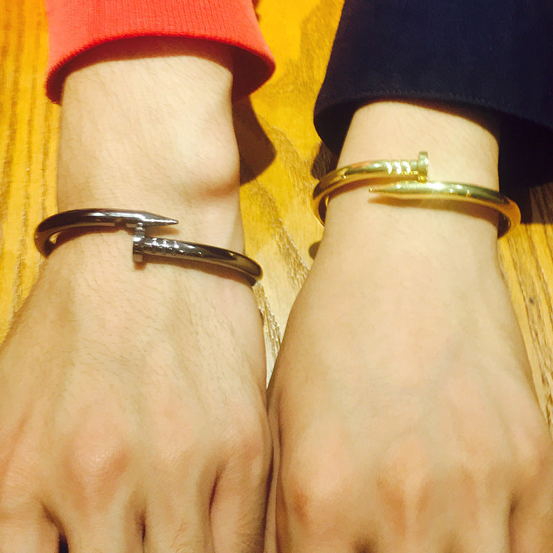 Alloy European Bangle Bracelet Silver Rose Gold 6cm 5mm