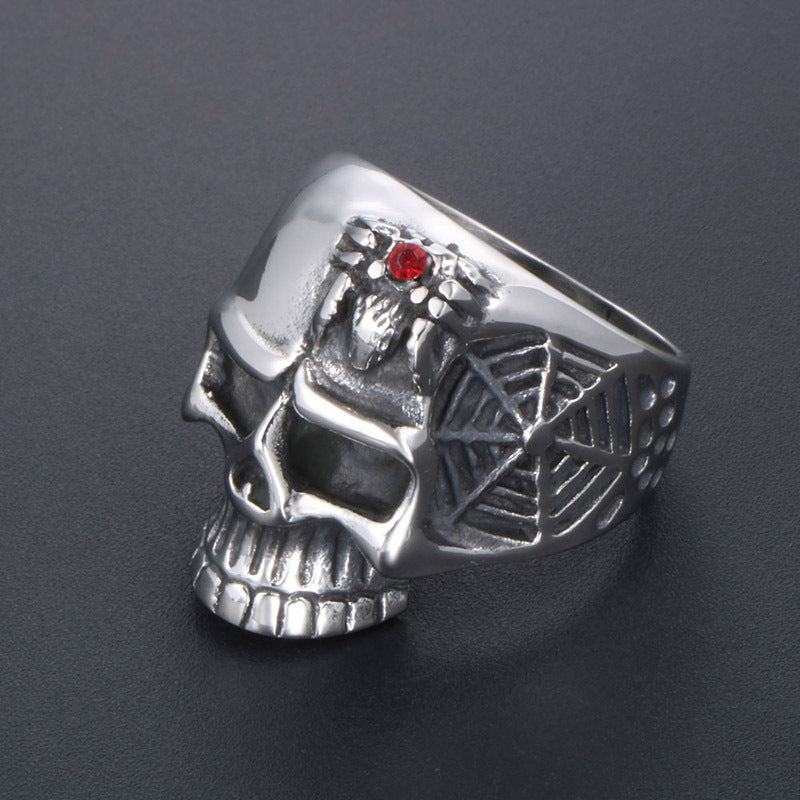 Womens Vintage Skeleton Ring Durable Titanium Steel Antique Design Fashion Jewelry Hand Ornament Unique Accessory
