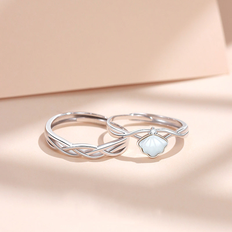 Adjustable Gold Plated Copper Ring For Women And Men Shell Sector Hollowed Style Jewelry Japanese Korean Inspired