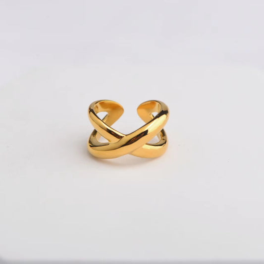 Womens Stainless Steel Gold Ring Multilayer Coil Cross Geometric Design For Everyday Wear Size 6 7 8 For Daily Use