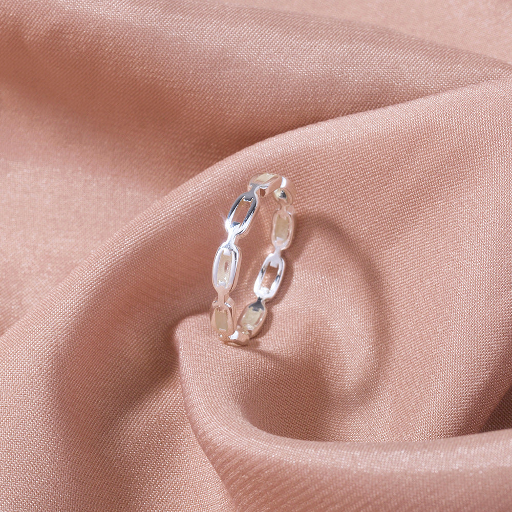 Geometric Copper Ring For Women Hollow Electroplated Ring