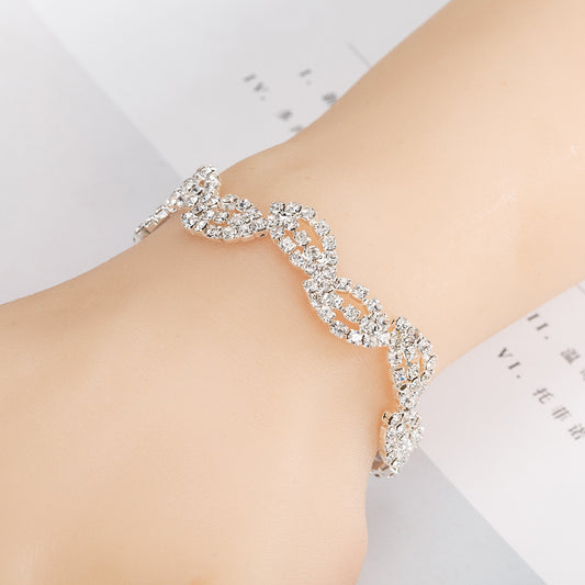 Womens Star Layered Alloy Bracelet With Diamond Leaf Design In Gold And Silver Celestial Glow Finish Clasp Gem