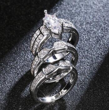 Zircon Couples Rings Set For Him And Her Elegant Engagement Wedding Promise Matching Bands For Anniversary And Gift