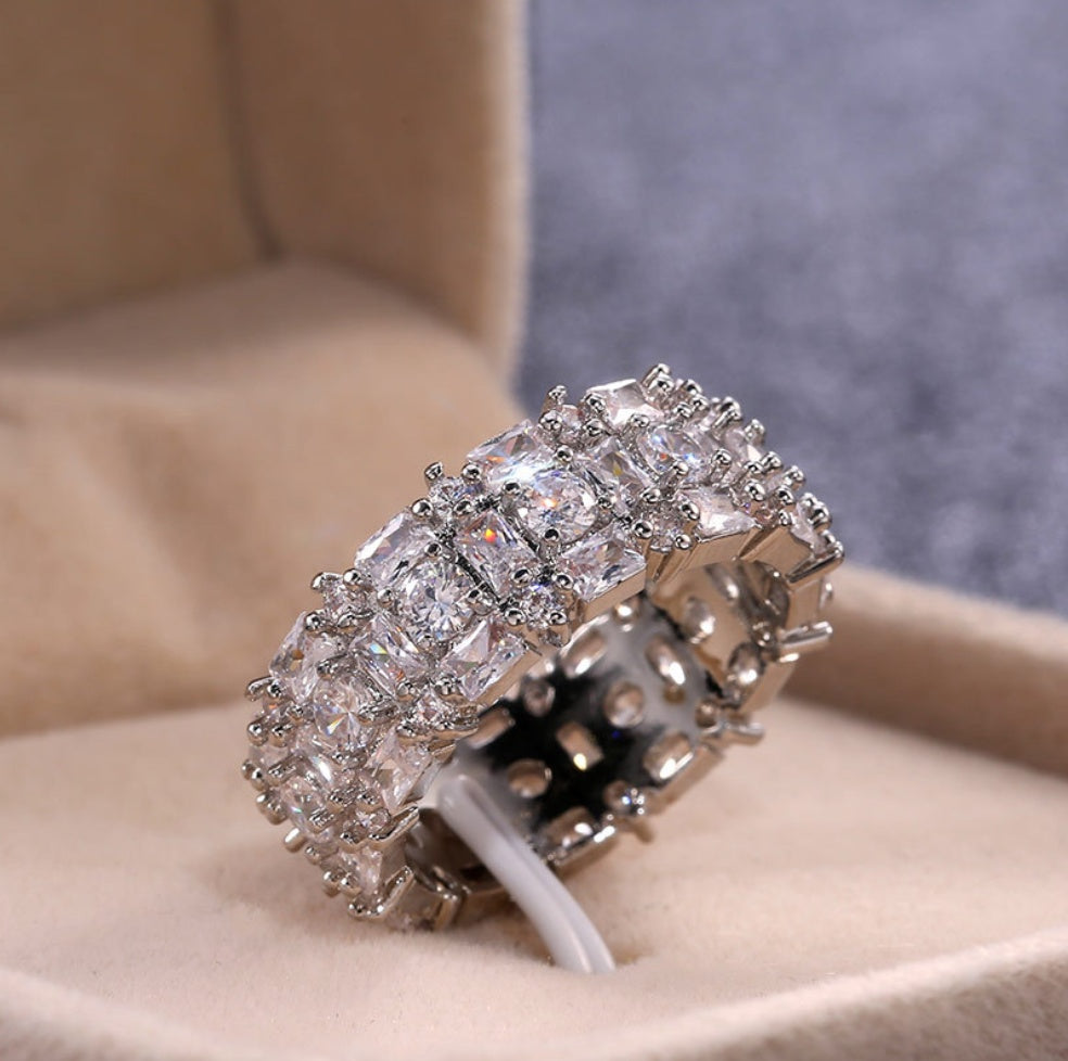 Zircon Ring For Couples Copper Plated Dazzling Statement Jewelry For Engagement Wedding Anniversary Shine Now