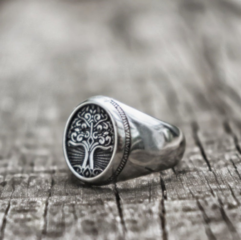 Unisex Geometric Tree Ring Silver Electroplated Alloy Band Modern Minimalist Design Gift For Birthday Europe Style