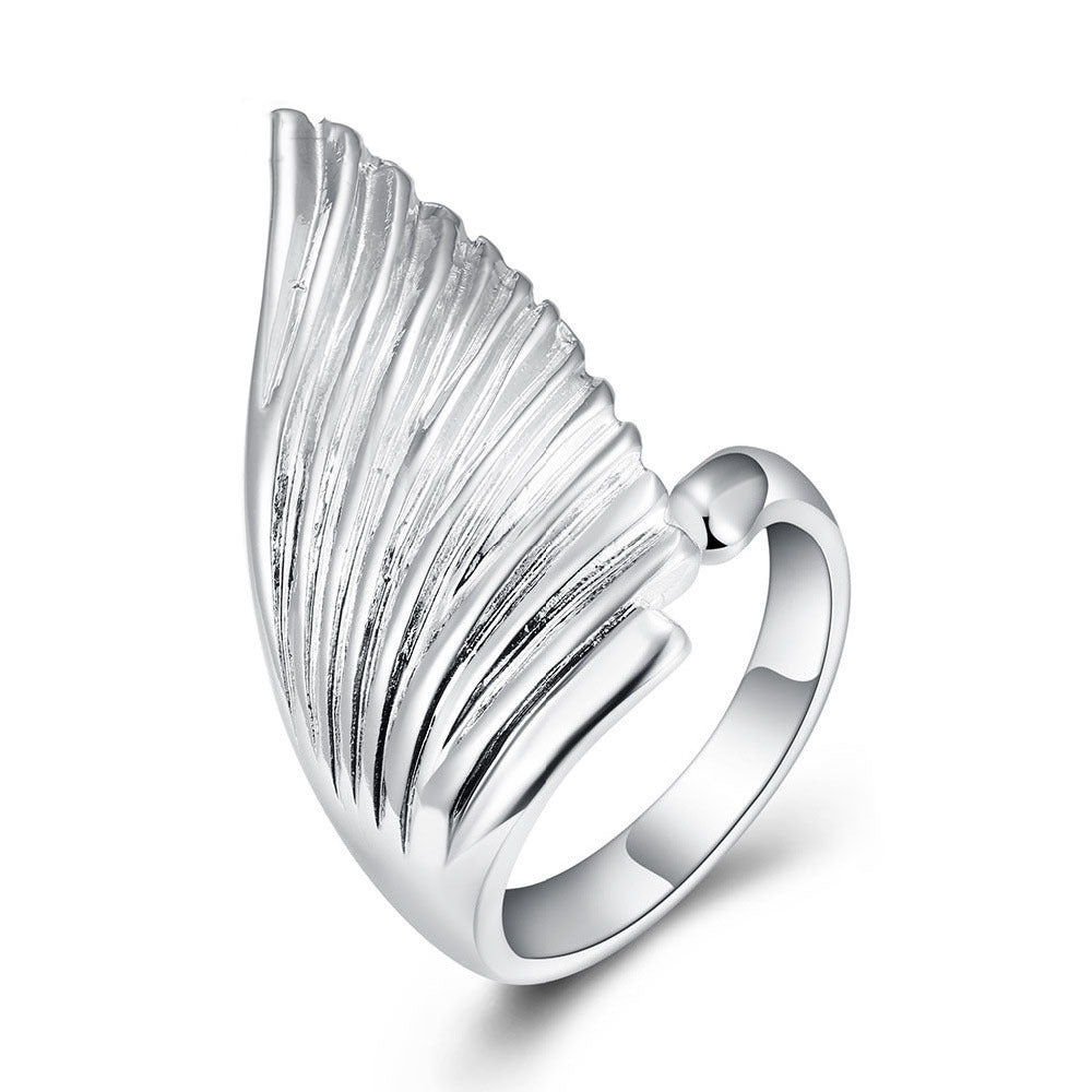Angel Wing Ring Silver Plated Copper Unisex Creative Everyday Wear Ring Gift For Birthday Anniversary Everyday