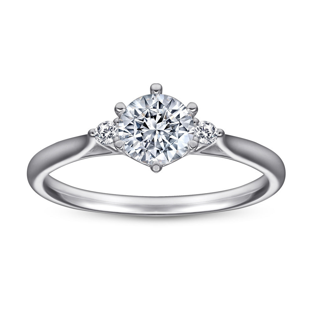 Womens Sterling Silver Ring with Zircon Gemstone Fashion Wedding Band White Gold Plated Anniversary Ring Style