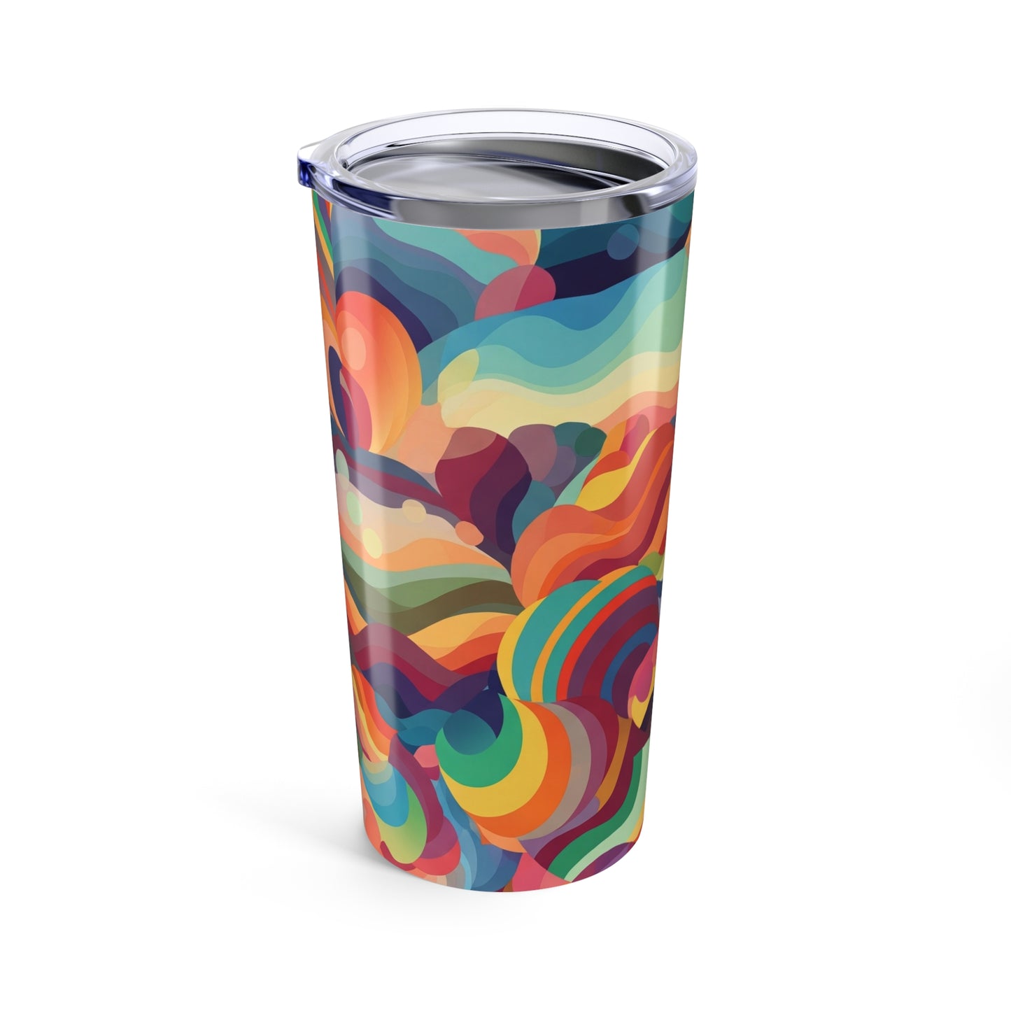 20 Ounce Stainless Steel Tumbler With Printed Artwork Double Wall Insulation Keeps Beverages Hot Or Cold Lid