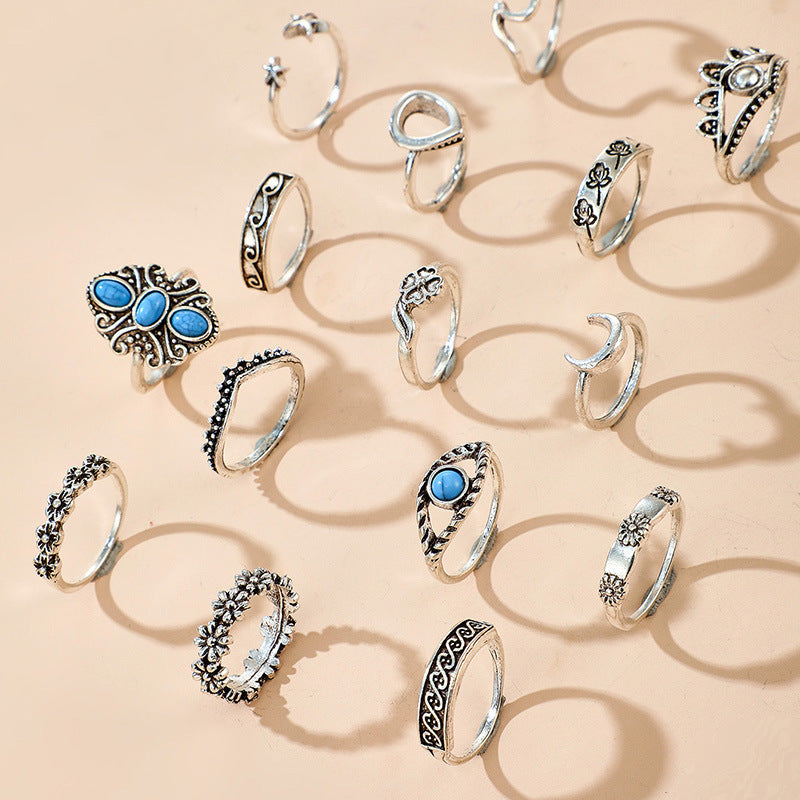 Turquoise Wave Ring Geometric Design Electroplated Alloy Metal Ring Elegant Look Fashion Jewelry Gift For Her Stylish