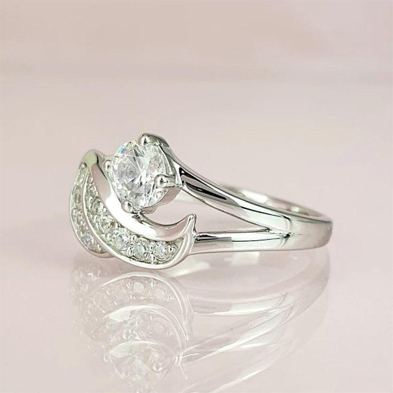 Angel Wing Ring For Women Electroplated Metal With Exquisite Craftsmanship And Sparkling Zircon Gemstone Classy