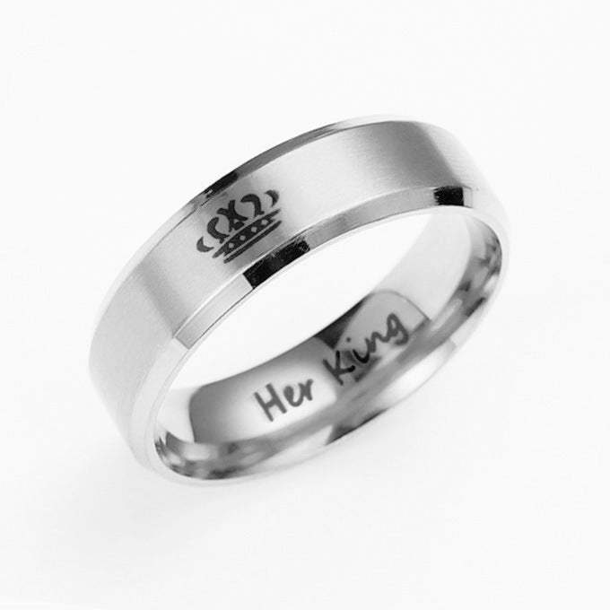 His Queen Her King Crown Wedding Rings Stainless Steel Matching Coupled Jewelry Gift To Couples Deluxe Edition
