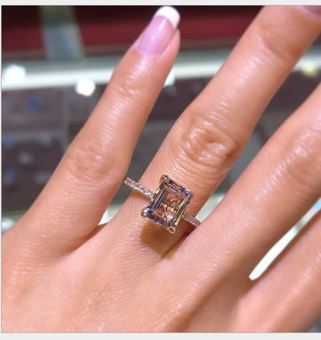 Rose Gold Plated Ring Inlaid Imitation Diamond Gemstone Fashion Jewelry Gift For Women Gleaming Bright Radiant