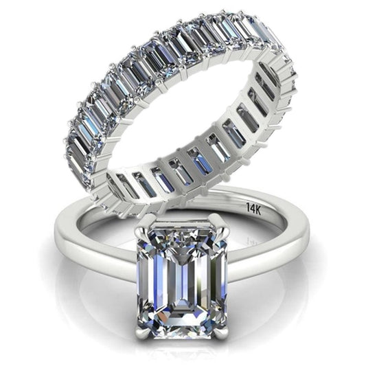Womens Zircon Ring White Gold Filled Geometric Elegant Fashion Jewelry Birthday Anniversary Gift For Her Shiny