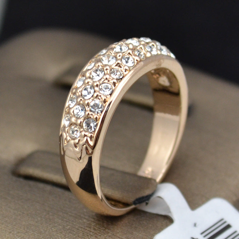 Womens Simple Fashion Pave Spot Drill Ring Geometric Copper Jewelry In Rose Gold Or White Gold Size 5.5 To 9 No 6 7 8 9