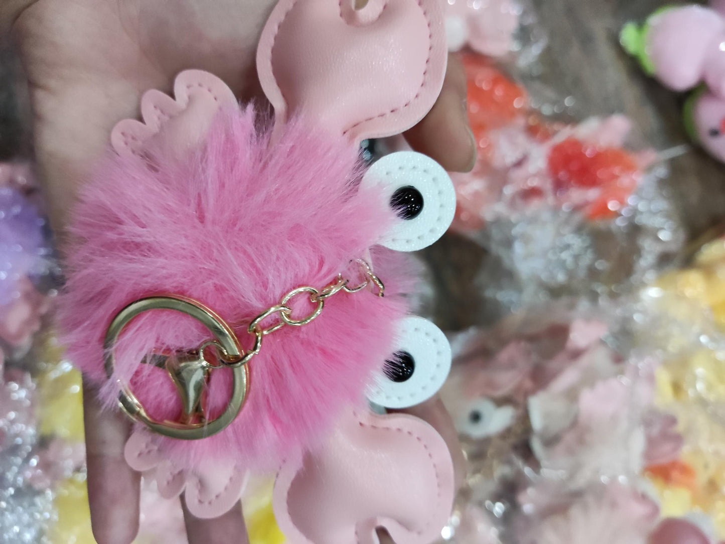 Crab Keychain Adorable Cartoon Crab Pendant Sewn Faux Leather Accessory Cute Crab Design Perfect Gift Great Gift