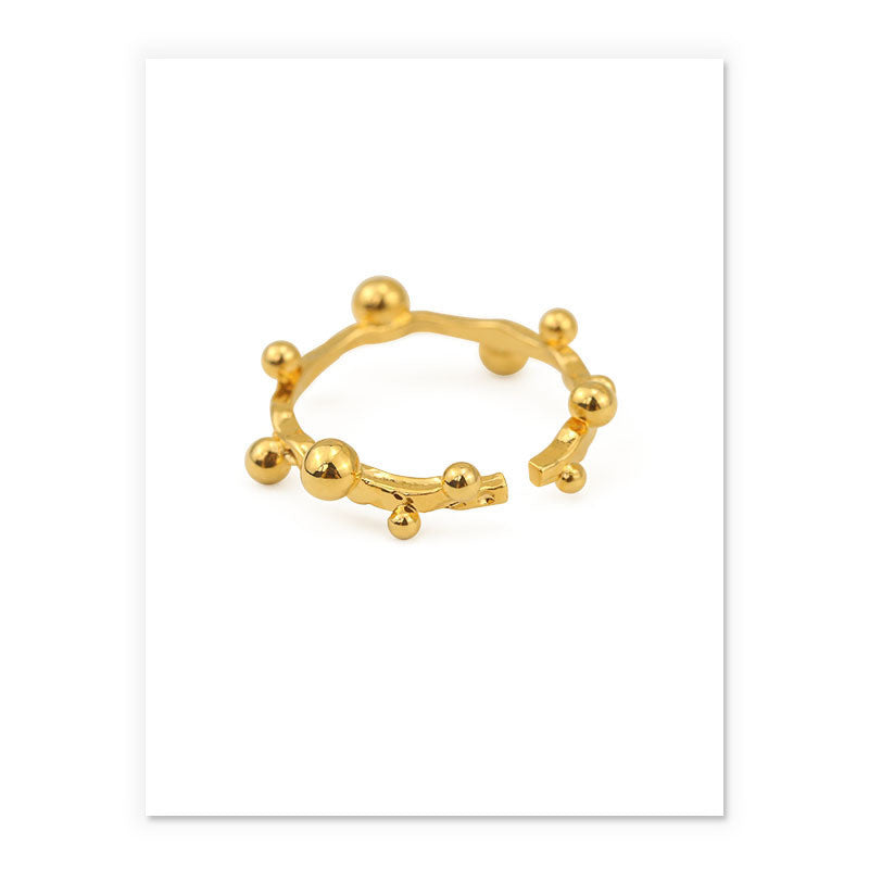 Womens Adjustable Brass Ring With Round Opening Geometric Mosaic Not Inlaid Fashion Jewelry For Everyday Wear