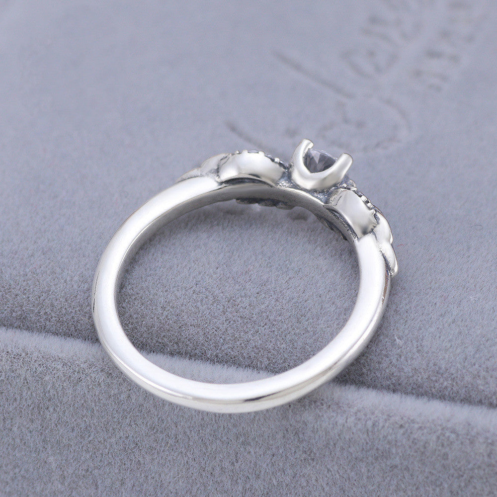 Angel Wings Sterling Silver Ring With Zircon Gemstones