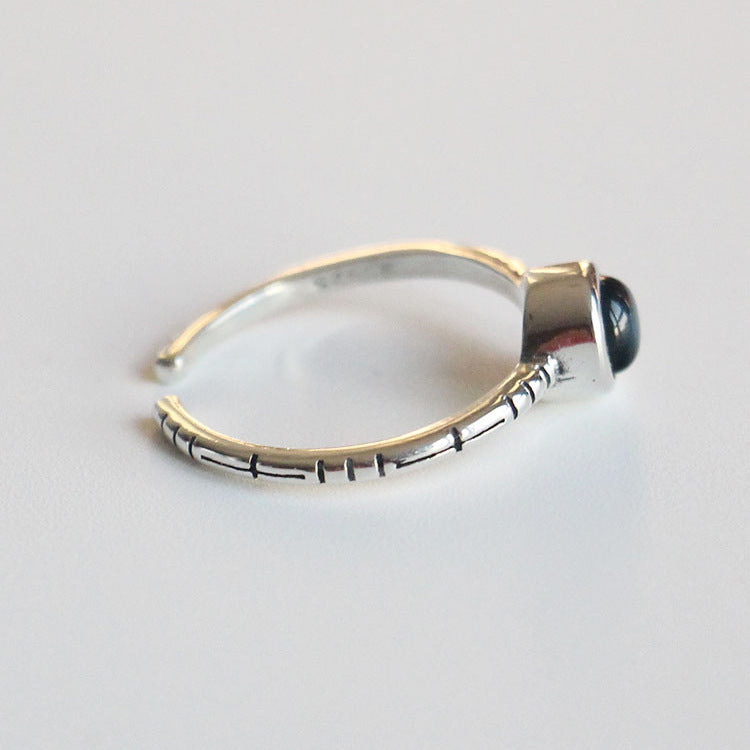 Sterling Silver Adjustable Ring For Women Geometric Thai Korean Fashion Retro Design Jewelry Elegant Accessory