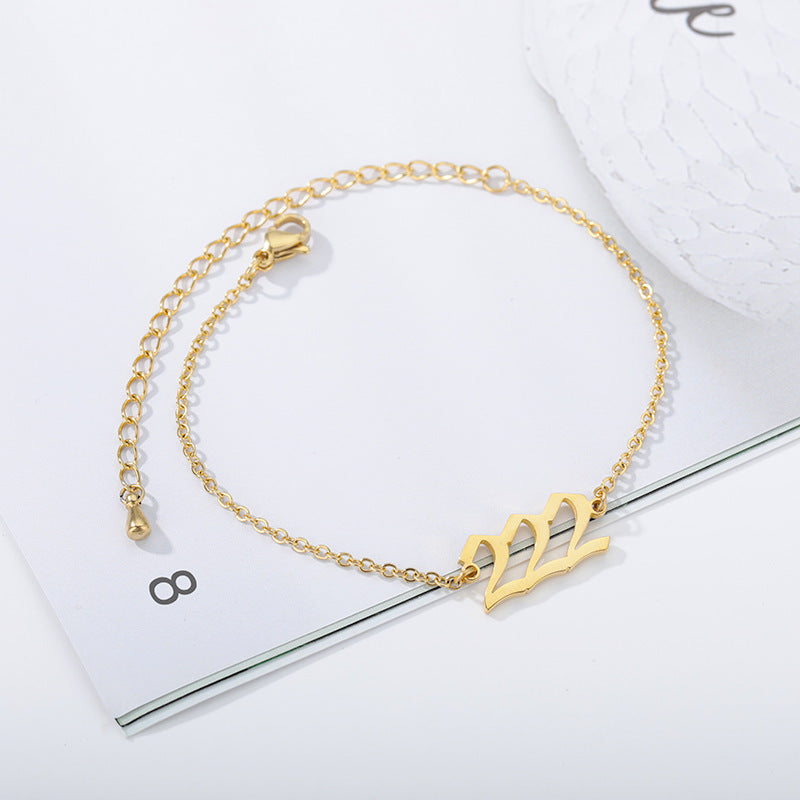 Angel Number Bracelet Stainless Steel Digital Number Jewelry Amulet Gift Gold Tone Fashion Gift For Daily Wear