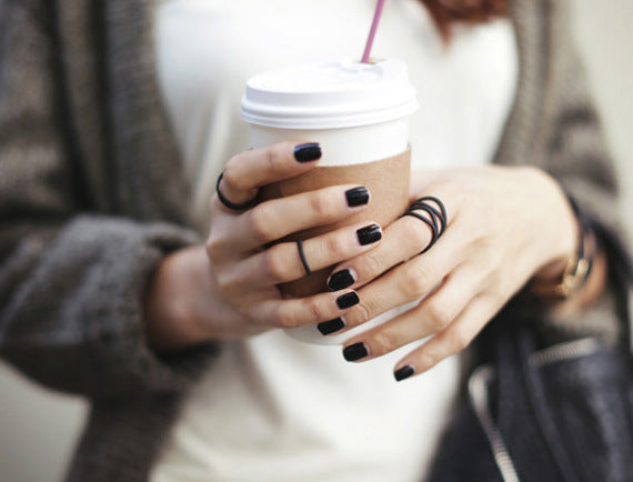 Frosted Black Geometric Ring For Women In Korean Fashion Style Individually Packed Jewelry For Birthday Gift Trend