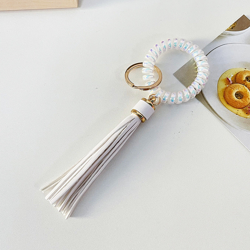 Wristlet Keychain Bracelet Cartoon Print Faux Leather Anti Lost Phone Accessory Secure Key Holder Wristlet Highend Faux