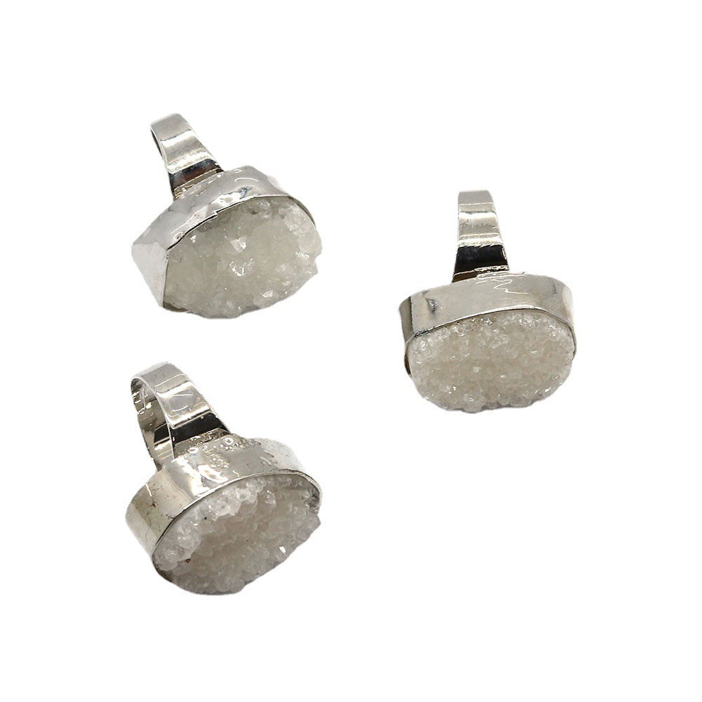 Natural White Crystal Ring Irregular Oval Bohemian Pastoral Fashion Jewelry For Women And Girls Durable Accessory