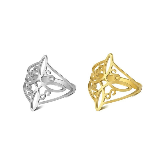 Celtic Knot Infinity Ring Stainless Steel Couple Ring For Women And Men Romantic Flower Design Silver And Gold