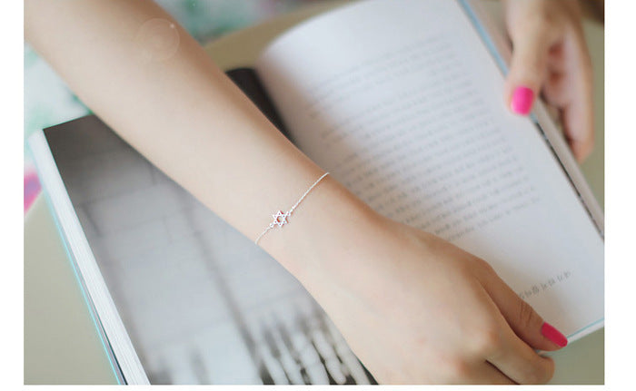 Six Pointed Star Bracelet With Extension Chain Gold