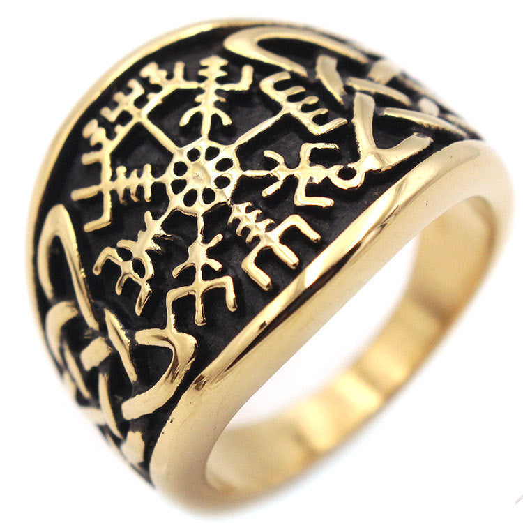 Totem Ring for Men Titanium Steel Vintage Mythology Style