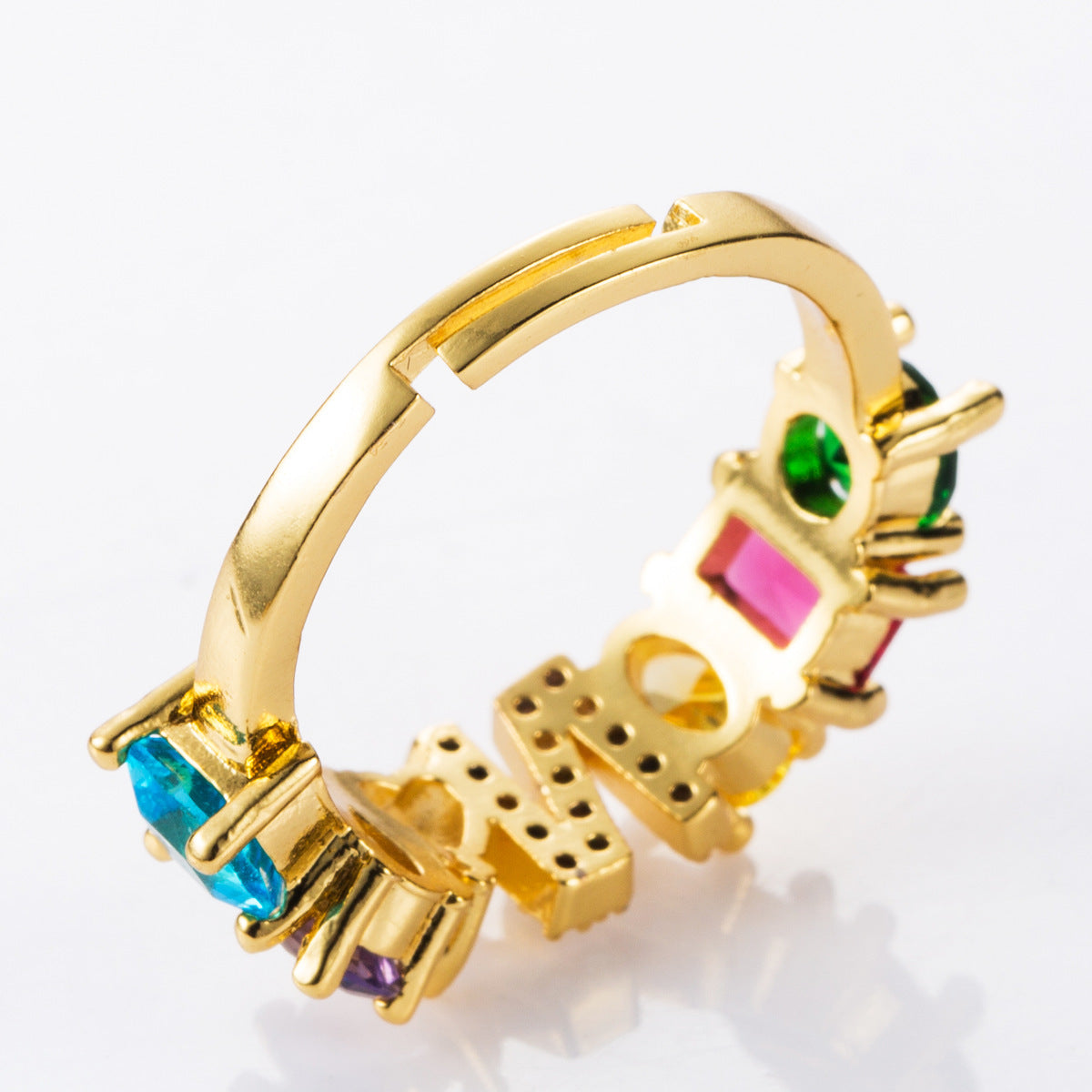 26 letters micro inlaid zircon letter ring