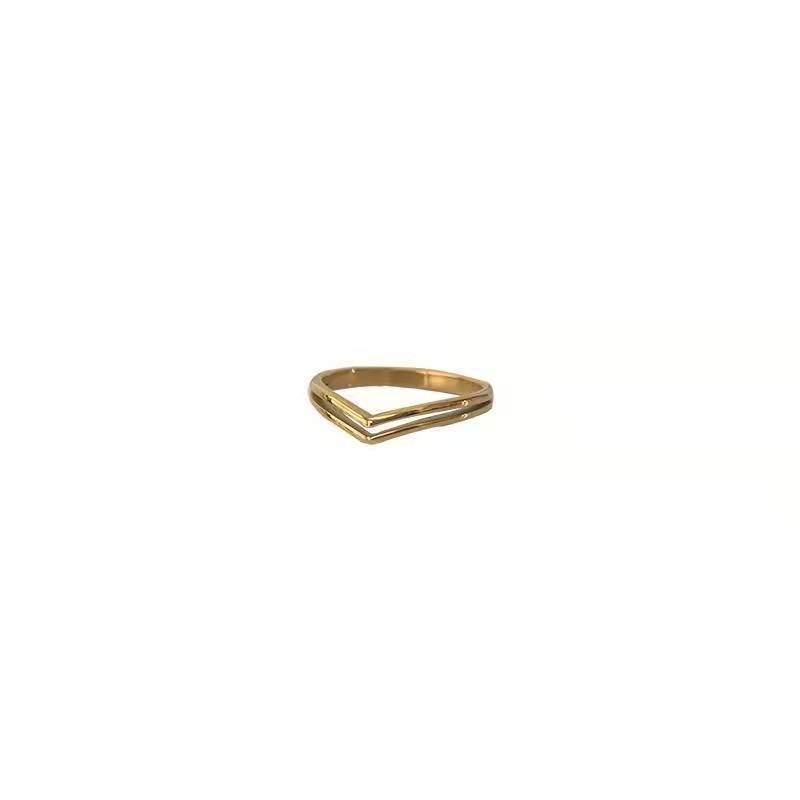 Womens Titanium Steel Double Layer Ring Geometric Design V Shaped Jewelry For Everyday Wear Fashion Essentials