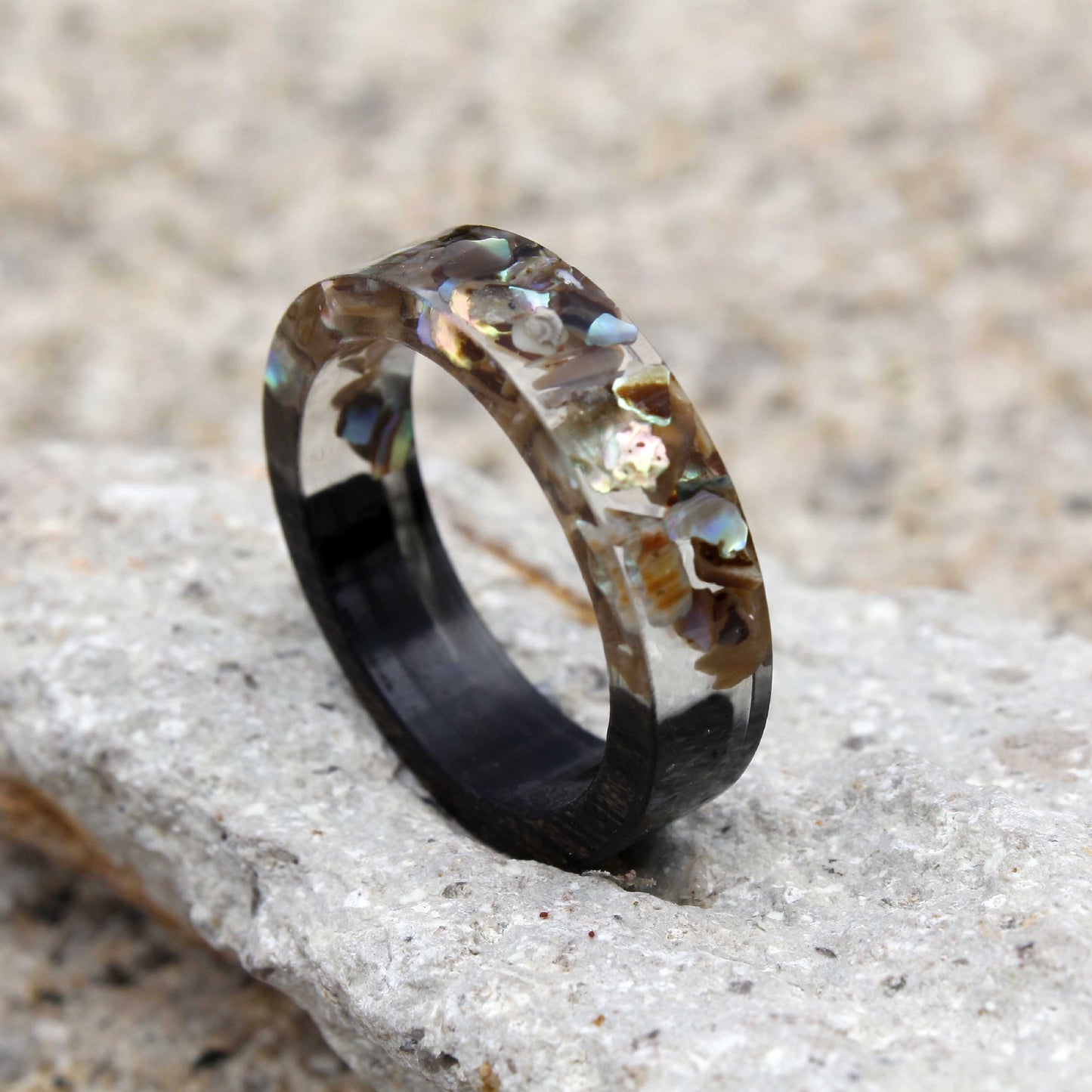 Wood Ring Purple Sandalwood Ebony Handmade Vintage Flower Style Unisex Jewelry Size 16 19mm Natural Glow Matte